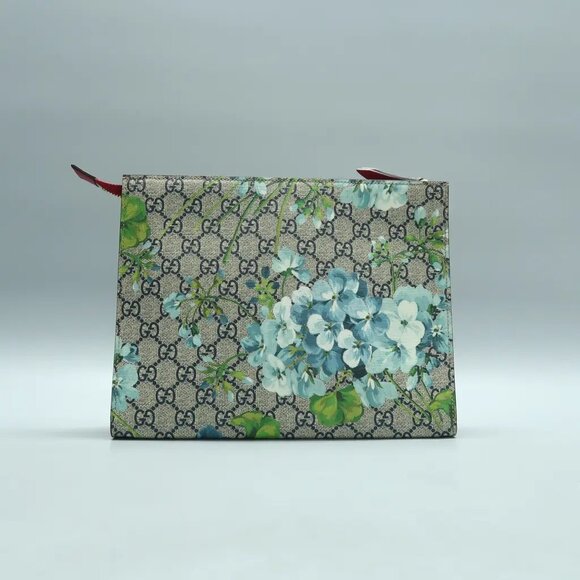 GUCCI Blooms Blue Canvas Clutch Bag 574-021225 - Picture 2 of 11